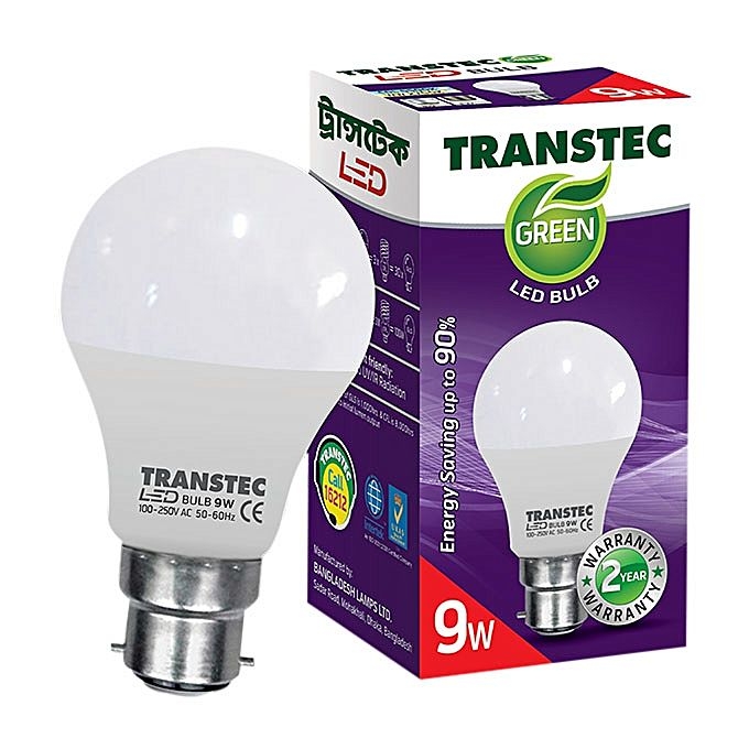 Transtec Green LED Bulb Cool Day Light Pin Type 9 W