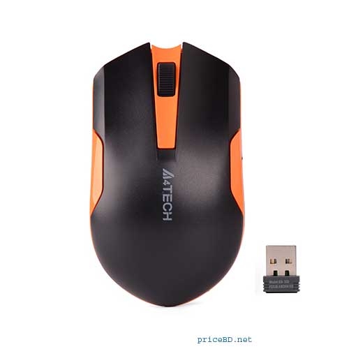 A4 Tech G3-200/200N Black & Orange Wireless Mouse