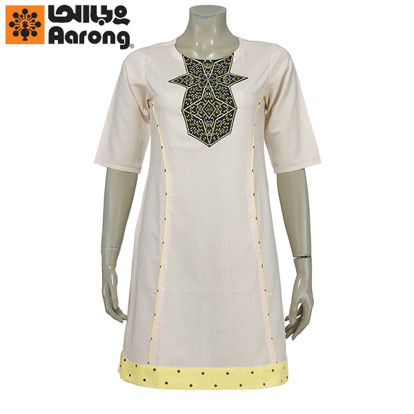 Aarong Beige and Yellow Embroidered Cotton Tunic