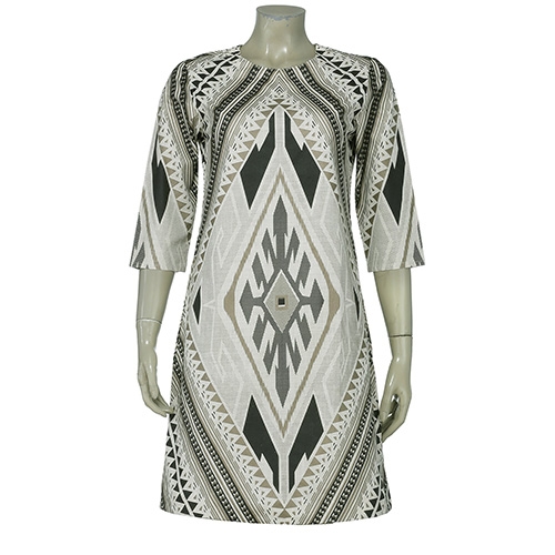 Aarong Ivory and Black Printed Cotton Tunic