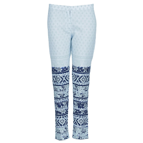 Aarong Stone Blue Tie-Dye and Printed Ramie Cotton Trouser