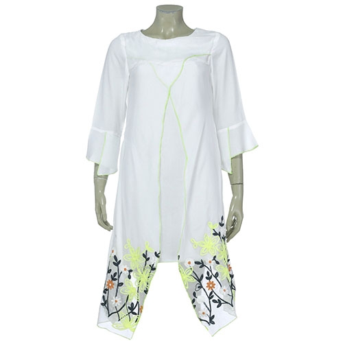 Aarong White Embroidered Linen Top