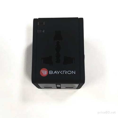 Baykron Universal World Travel Adapter With 2 USB Charger 2.1A â€“ Black