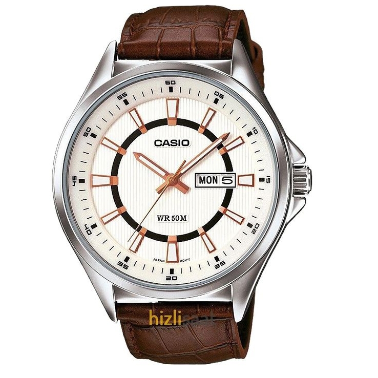 Casio Leather Analog Watch for Men MTP E108L 7AVDF