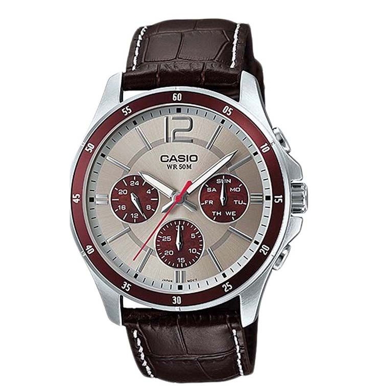 Casio Leather Chronograph Watch for Men MTP 1374L 7A1VDF