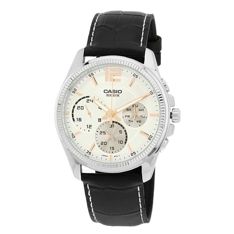 Casio Leather Chronograph Watch for Men MTP E305L 7AVDF