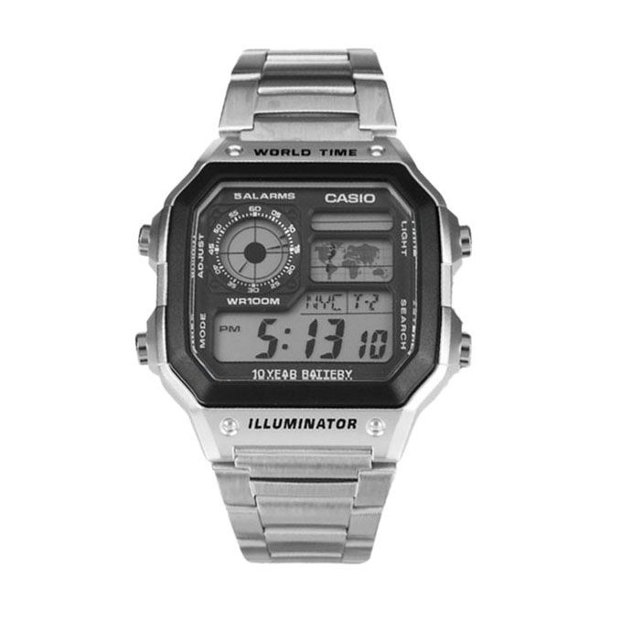 Casio Stainless Steel Digital Watch For Men AE1200WHD-1AV