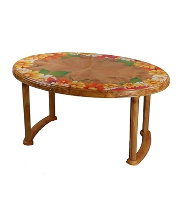 DPL Table 6 Seated Oval Plus Printed Sandal Wood 86252