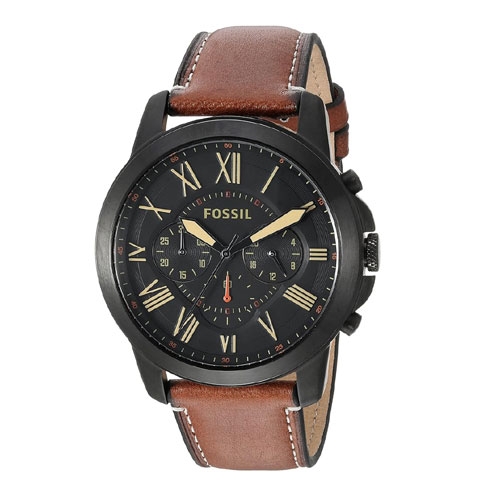 Fossil Leather Chronograph Watch For Men FS5335SET