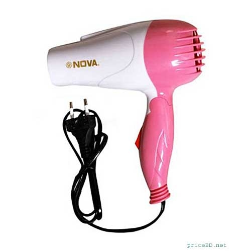 Nova N-1290 Foldable Hair Dryer- White and Pink