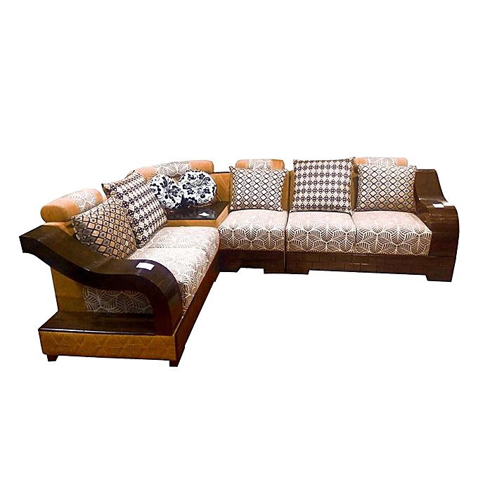 Nurjahan Furniture  Malaysian Processed Wood Corner Design Sofa Set SA-336