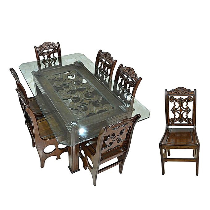Nurjahan Furniture  Malaysian Processed Wood Victoria Dining with 6 Chair DI 141