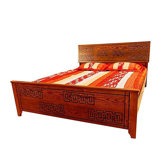Nurjahan Furniture Stylish Oak Wood Semi-box Bed BD-06
