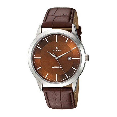 Titan  Leather Analogue Watch For Women 1584SL04