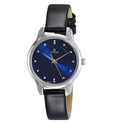 Titan  Leather Analogue Watch For Women 2481SL08