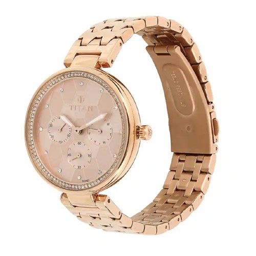 Titan Stainless Steel Chronograph Wrist Watch For Women 95059WM01