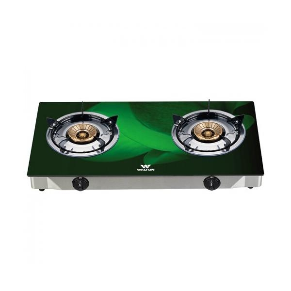 Walton Gas Stove Glass Top Double Burner WGS-3GNS1 (LPG) Green 3D