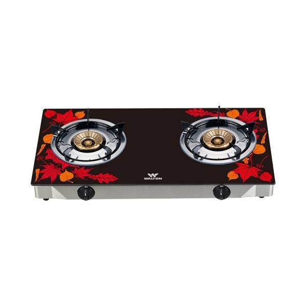 Walton Gas Stove Glass Top Double Burner WGS-GNS1 (NG) Maple Leaf
