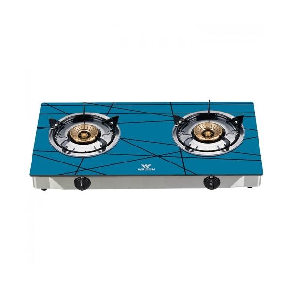 Walton Gas Stove Glass Top Double Burner WGS-GNS2 (NG) Sky Blue-Net